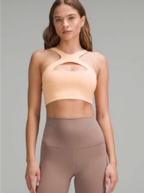 Lululemon Bend This Scoop and Cross Bra - Peach Bellini - Size XXS/XS